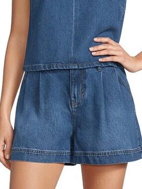 Denim High-Waist Pleated Women’s Jeans Shorts - ANTONIO MELANI NWT